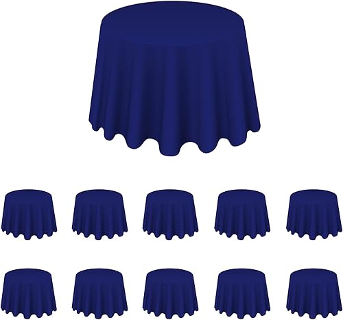 LALAPORT Paquete de 10 manteles redondos de poliéster de alta calidad de 108 pulgadas para bodas, fiestas, eventos, banquetes, bufé (azul real,