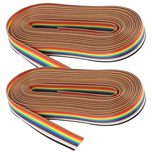 iplusmile Cable Arcoiris de 2 Rollos - 10 Pines Idc Cable Arco Iris Cable de Puente de Cable Plano para Pc Computadora Portátil Módulo Electrónico (10 M / Rollo de Colores) Cover