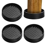 ElevateTech 4Pcs 2.36 x 2.36 Non Slip Furniture Pads Round Rubber Caster Cups Furniture Feet Chair Leg Caps Table Leg Floor Protectors Mute Bed Frame Wheel Stoppers with Anti-Slip Strip (Black)