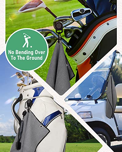 Big Teeth Magnetic Microfiber Golf Towel Magnetic, Golf Towel With Clip Magnetic, Golf Towels For Golf Bags For Men (Gray 4-Piece) #TOP6