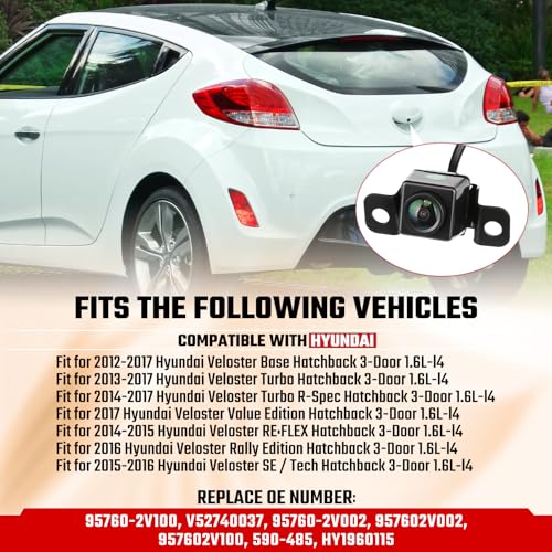 Image of 95760-2V100 Backup Camera Rear View Camera Fit for Hyundai Veloster 2012-2017 Parking Park Assist Camera Replaces#95760-2V001, 95760-2V002, 95760-3Z003, 590-485, HY1960115, V52740037