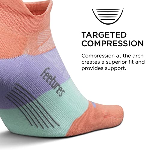 Feetures Elite Ultra Light No Show Tab Solid - Running Socks For Men & Women, Athletic Compression Socks, Moisture Wicking - Medium, Pop Off Peach #TOP1