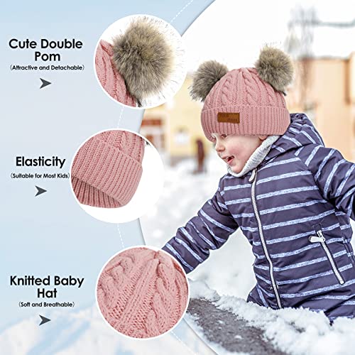 Zando Baby Winter Hat Toddler Infant Beanies with Double Pom Pom Knitted Winter Hats for Baby Girl Boy Beanie 6-36 Months4