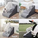 Breiter Hundetreppe Schwarz 5 Stufen 62cm hoch für Kleine Hunde, Hochdichtem Schaumstoff Haustiertreppe, Waschbarem Bezug und Rutschfestem Boden