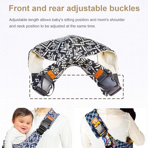Tragetuch Baby, Hüfttrage Baby mit Verstellbare Schulter, Tragetuch Babys Neugeboren, Kindertrage Seitlich für Babys von 0 bis 36 Monaten (Schwarz)