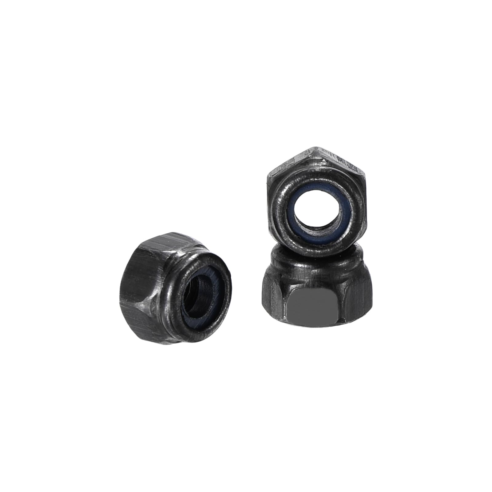 Kozelo 100Pcs Nylon Locking Hex Nut - [M3-0.5], Carbon Steel Hardware Nuts, Black, for Automotive, Aerospace, Industrial Applications Use
