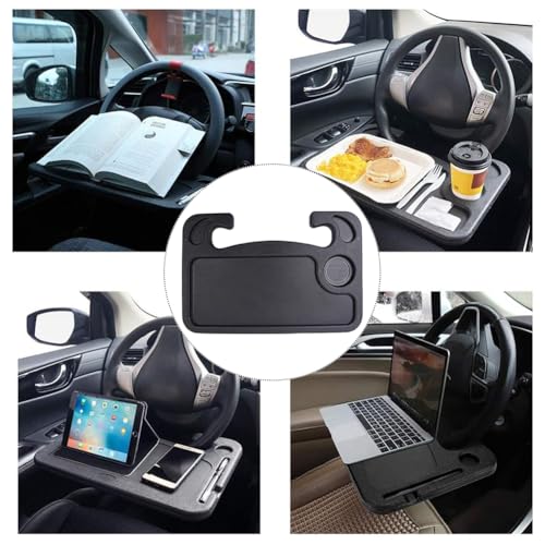 Rakiuty Mesa para Volante de Automóvil, Mesa de Bandeja para Volante de Coche, Bandeja Multifuncional Portátil, para Comer, Multifuncionales para Automóvil, Usar el Ordenador o Portátil, Negro - imagen 7