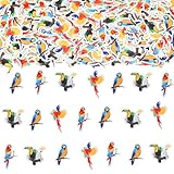 Décorations de fête pour les oiseaux tropicaux : Comprend 200 confettis de perroquets tropicaux avec 4 motifs, chaque 50 pièces.
