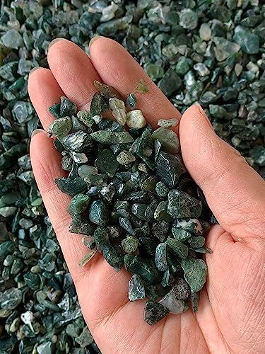 Image of GAF TREASURES 2 oz Lot Natural Semi Tumbled Gemstone Chips, Crushed Mini Crystals, Undrilled Crystal Chips (Moss Agate)