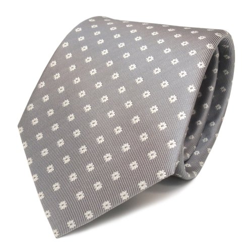 Diseñador corbata de seda - gris blanco lunares Cover