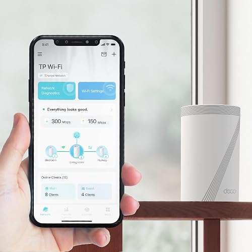 TP-Link Deco WiFi 7 Mesh BE9300 Deco Tri-Band BE65 (1-Pack), Ethernet/Fibre Port 2.5 Gbps, WiFi Speed up to 9 Gbps, WPA3, Channels 320 MHz, 6 GHz - 8