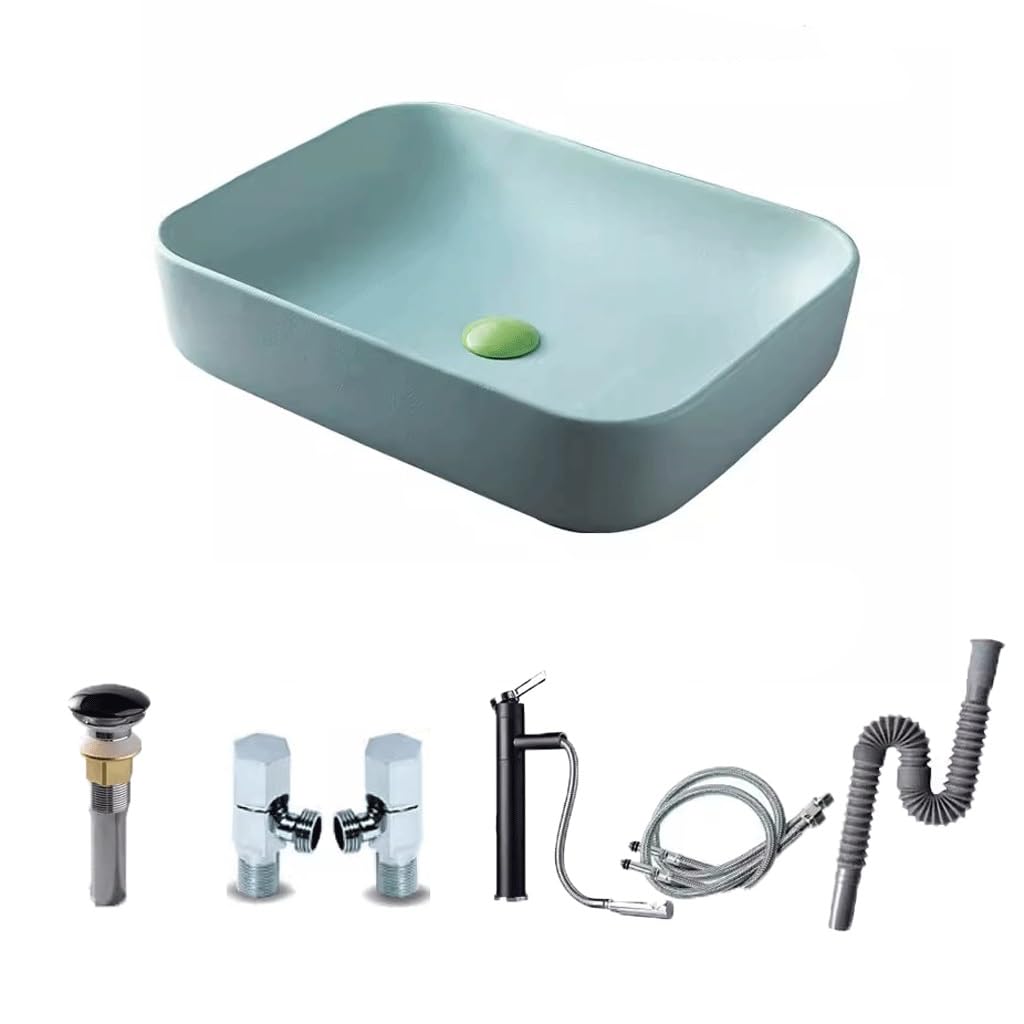Hpthly B Athroom Sink Rectangular Above Counter Asin Wash Asin Ceramic Athroom Asin Home Alcony Wash Asin Single Asin Vessel Sinks (B)