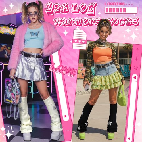 Image of Geyoga Y2k Accessories Harajuku Leg Warmers Gyaru Clothes Japanese Kawaii Girls Leg Warmers Goth Cute Lolita Knit Boot Socks