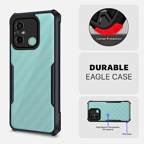 Image of Outlouders Back Cover for Redmi 12C | Ultra Hybrid Transparent | Full Camera Protection | Raised Edge | Crystal Clear Bumper Case(Black)