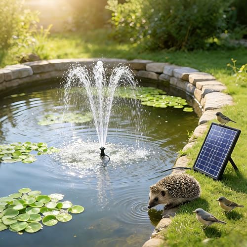 Billing Solar Springbrunnen für außen mit 3600mAh Akku, 7,5 W Solarbrunnen für Draussen, 10 Düse Schwimmende Teichpumpe Solar mit Filter für Gartenteich Wasserspiel Vogelbad Koiteich Biotopteich