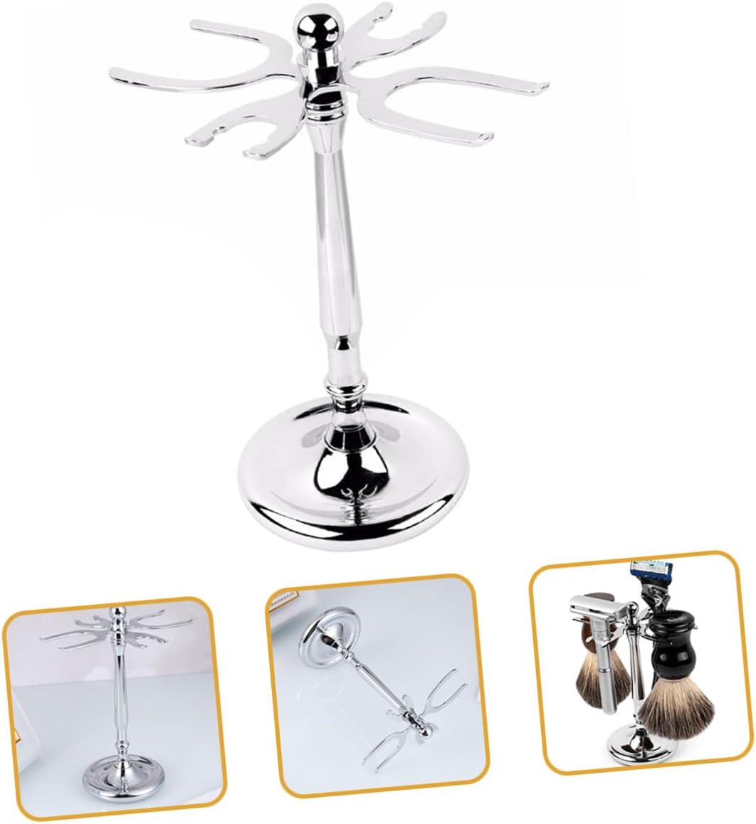 Men's Razor Brush Holder with Nonslip Base Shaving Brush Organizer Stand for Bathroom Hair and Beard Tools Modern Design Storage Rack for Neat Shave Accessories