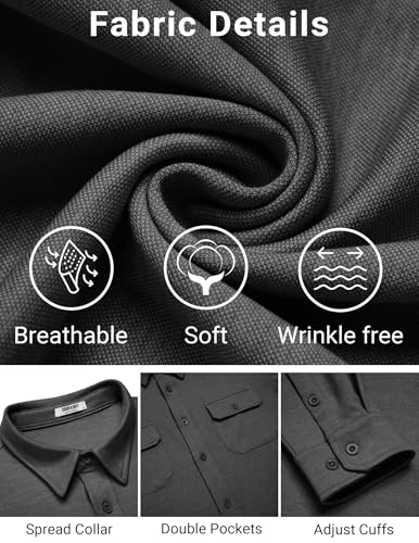 Chemise décontractée à manches longues homme COOFANDY casual chic avec poche avant - 5