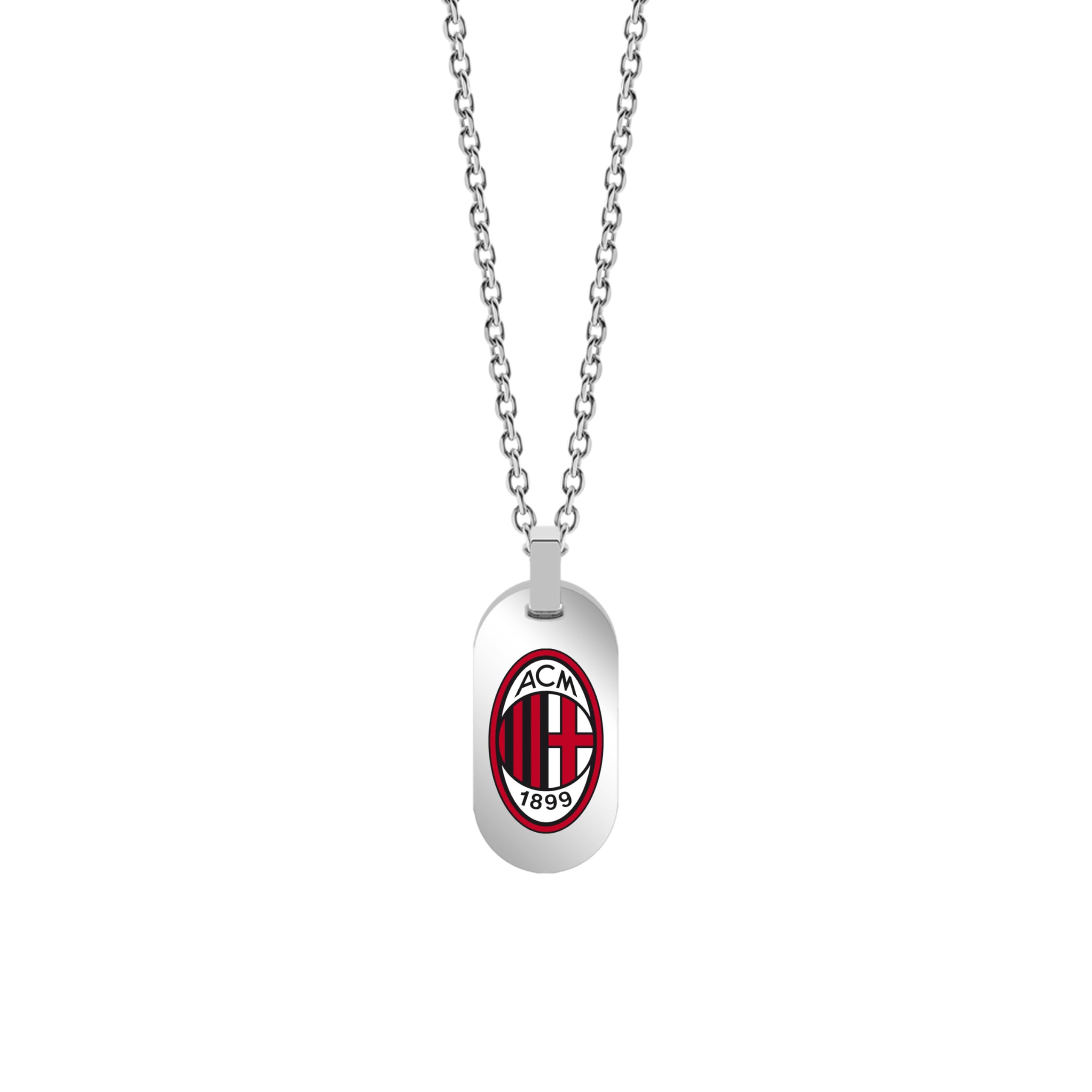 Clondo Collana Uomo Donna Ac Milan in Acciaio Inossidabile – Prodotto Ufficiale Calcio – Gioiello con Logo – Idea Regalo Elegante per Tifosi Rossoneri – Ragazzo e Ragazza