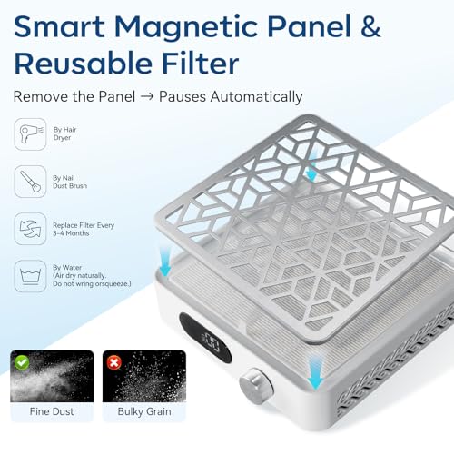 Image of Makartt Nail Dust Collector - Brushless Cordless Dust Collector Nail Tech with 133CFM Strong Suction, LCD & 4H Battery, Portable Quiet Dust Extractor Vacuum for Acrylic Gel Dip Powder, DACCAL