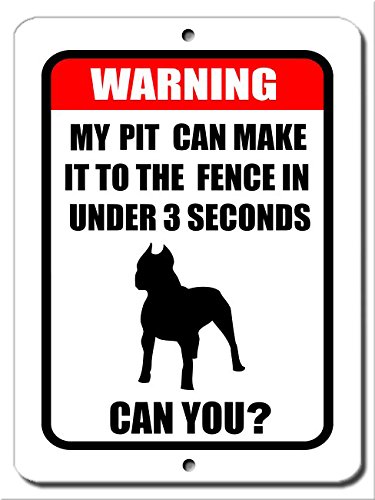 Funny Warning Beware of Dog Pit Bull Aluminum Sign (9x12, Pit Bull 001)