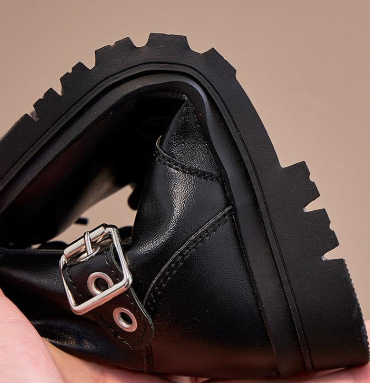 Girls leather Ankle Boots Side Zip Comfort Non-Slip Boot Lace Up Outdoor Combat Boot(Toddler/Little Kid/Big Kid)4