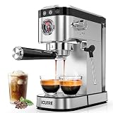 ICUIRE Espresso Machine, 20 Bar Compact Steam Espresso Coffee Machine with Milk Frother, Digital Tou
