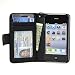 Navor Folio Wallet Case for iPhone 4 4S Pockets for Cards & Money, Clear Window Slot for License ID (Black)