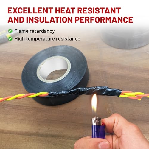 Ruban adhésif électrique isolant vinyle RED WOLF noir 2,5 cm rouleau isolant thermique 600V