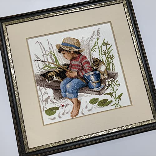 Riolis 1470 - Let's Go Fishing - Counted Cross Stitch Kit 12" X 12" 14 Count White Aida 24 Colors #TOP5