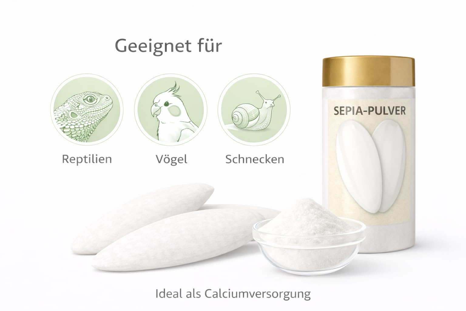 Tropic Shop Sepia proszek 250 g – naturalny wapń dla gadów, żółwi i ptaków – drobno zmielony, idealny do zapylania paszy – bardzo wydajny