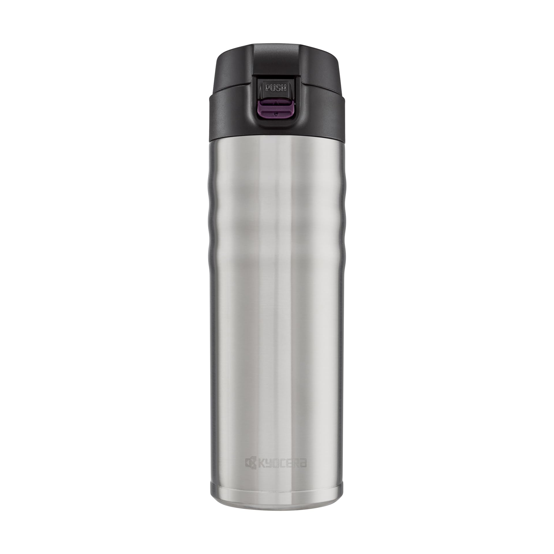 Kyocera FLIP TOP - isolierte Trinkflasche mit keramischer Innenbeschichtung | schadstoff-frei | auslaufsicher | leicht | stylisch | edelstahl, 500 ml, MB-17F SS | Vakuumisolierter Edelstahlkörper hält heiße/kalte Temperaturen, Keramik-Innenseite verhinder