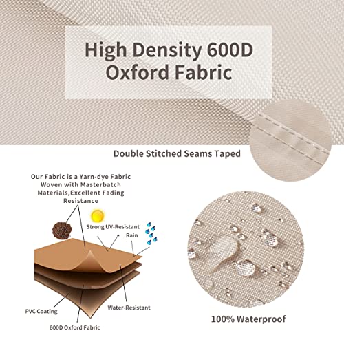 Elextyle 48" Tall High Back Patio Chair Covers Outdoor Stackable Chair Covers Waterproof Heavy Duty 600D Lawn Furniture Covers For Highback Dinning Chairs/Pub Chair/Stacking Chair Beige &Brown #TOP2