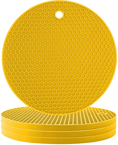 Image of Countertop Protector Heat Resistant Trivets for Hot Pots and Pans - Non-Slip Insulated Heat Pads for Kitchen Counter Yellow Pack of 4