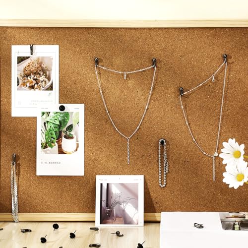 Image of Shimeyao 30 Pieces Push Pin Hooks Push Pin Hangers Thumb Tacks Hook 20 Lbs Metal Hanger Picture Hanging Nails for Wall Wooden Fabric Home Office(Black)