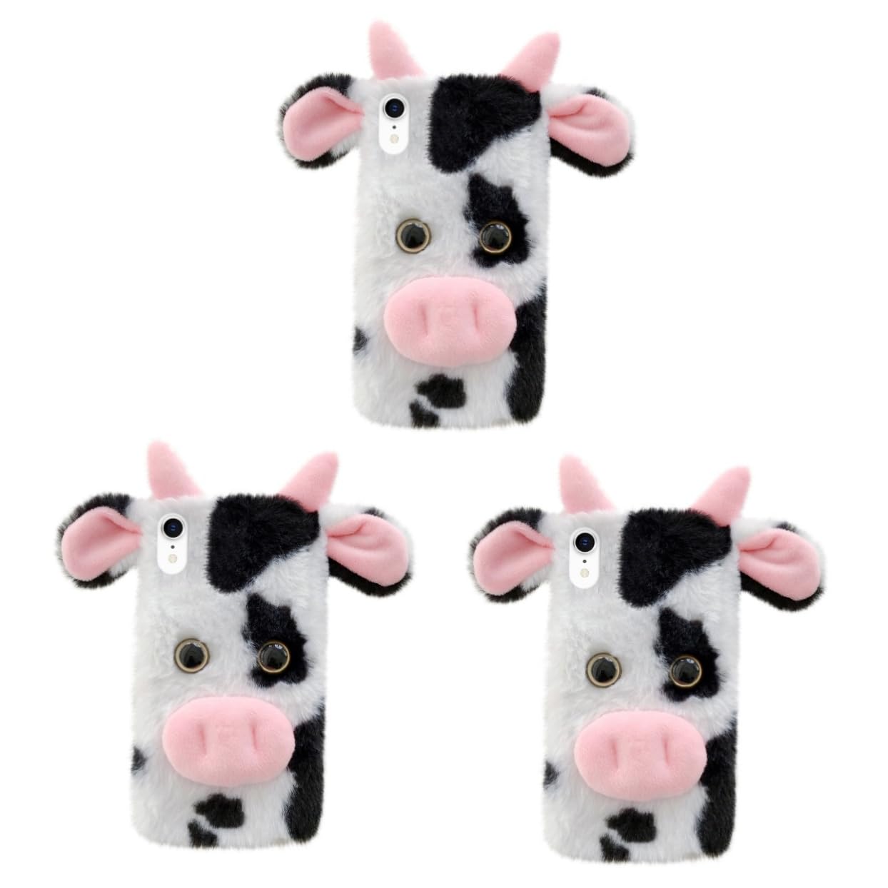 jojofuny 3piezas Funda De Teléfono De Vaca De Peluche para Suave y Duradera Protección contra Golpes y Arañazos Diseño Antideslizante Acceso Fácil Puertos y Botones