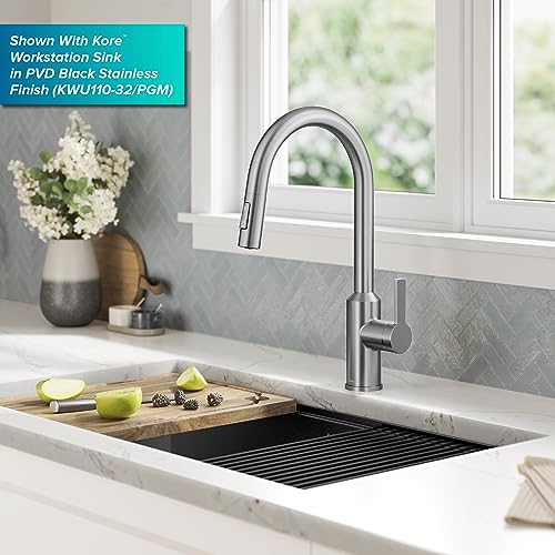 Image of KRAUS Oletto Touchless Sensor Pull-Down Single Handle Kitchen Faucet in Spot-Free Stainless Steel, KSF-2830SFS
