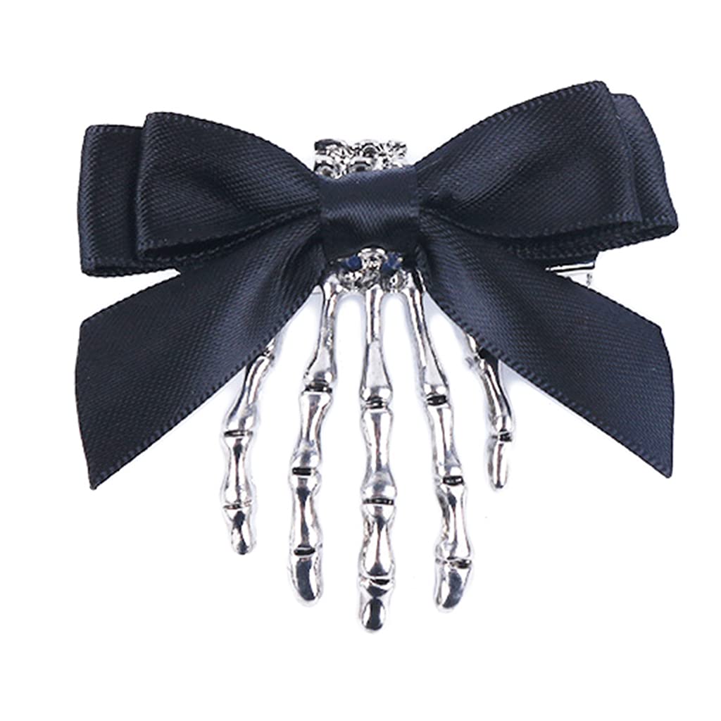 ROYJJ Skeleton Claws Hair Clips with Bows Duckbill Clips Retro Halloween Hair Barrettes for Creative Hair Styling Tool