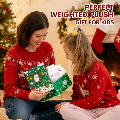 Weighted Stuffed Animals 4.0 Lbs – Weighted Strawberry Cow Plush, Weighted Plush Animals for Kids, Cow Weighted Pillow, Birthday Gifts for Women, Girls and Males (23 inch)