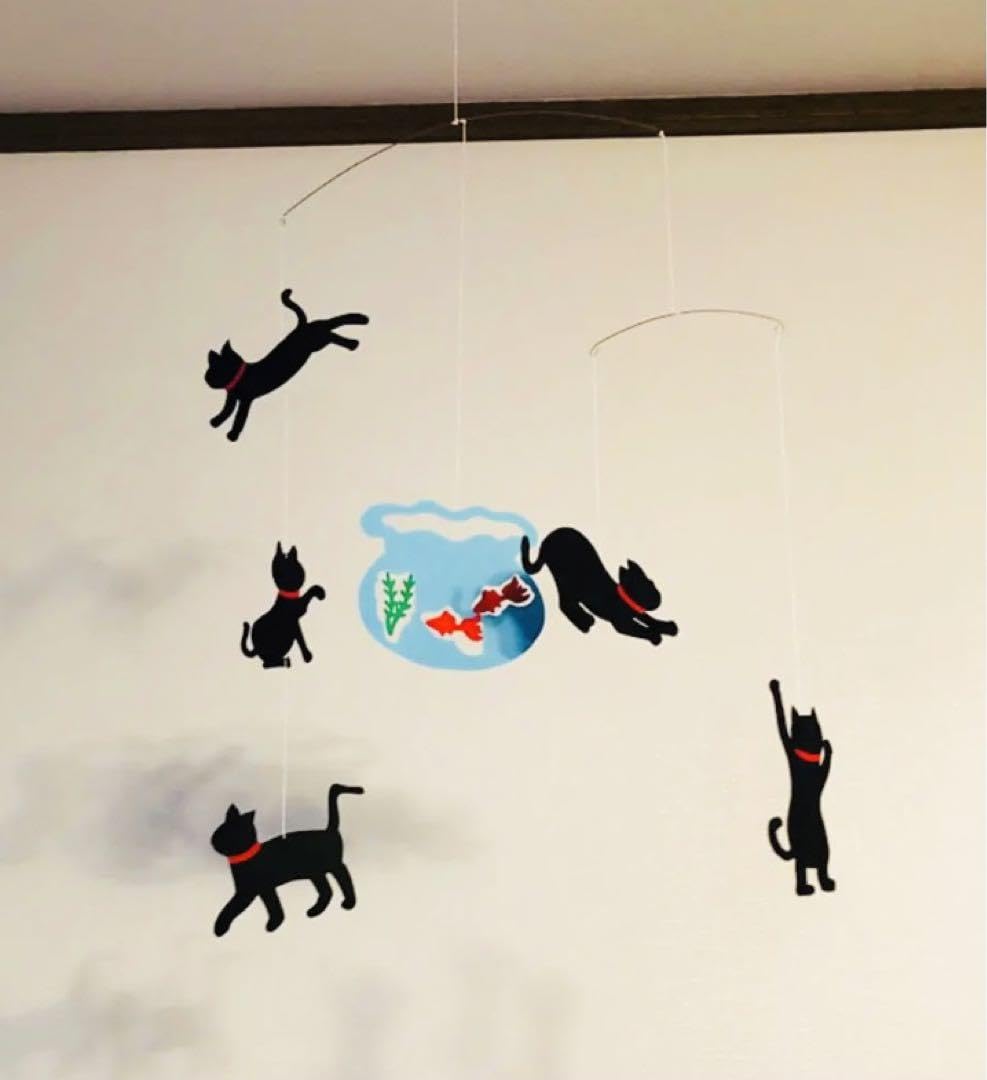 Amazon | アニマルモビール ︎ 黒猫と金魚鉢 ︎ ハンドメイド 