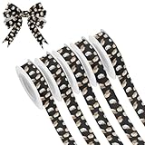 Owl Watercolor Black Ribbon Christmas Ribbon for Gift Wrapping Ribbons Set for Wedding Party Festival Art Craft Decor 5 Rolls 25 Yards