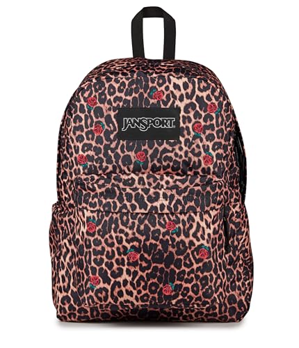 Image of JanSport Superbreak Plus FX Backpack - Work, Travel, or Laptop Bag with Water Bottle Pocket, Superbreak Plus Fx, Leopard Rose Brown /Black /Red /Green