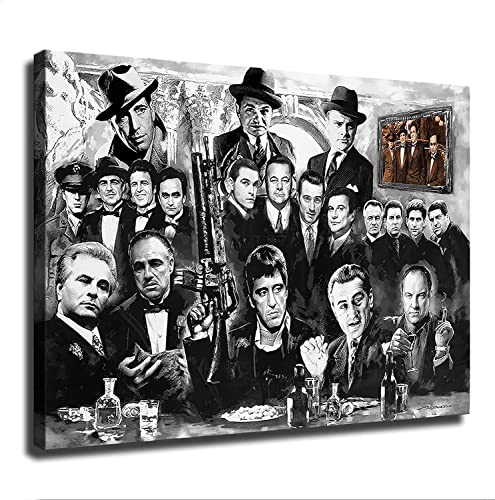 Gangster Godfather Movie Scarface Poster Picture Art Print Canvas Wall Home Living Room Decor Mural Modern Classroom Kitchen Bedroom Aesthetics Decoration Boys Women Gift Unframed And Framed (08X12Inch-No Framed) #TOP20