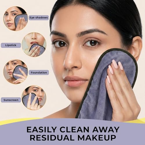 Image of Story@Home Microfiber Face & Hand Towel for Makeup Removal 2 Pc Grey | Korean Skincare Face Towels Use as Gentle Cleanser & Makeup Remover Wipes | Ultra Absorbent Super Soft & Lightweight Quick Drying