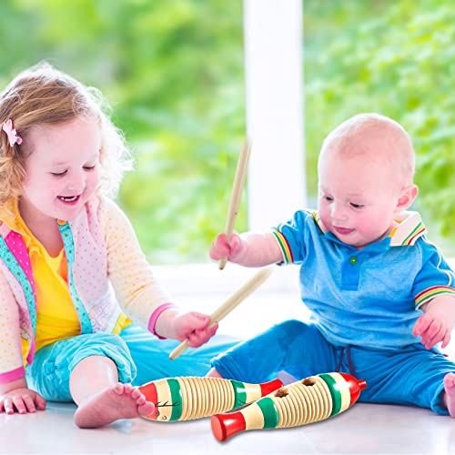 2 Pieces Colorful Fish Shaped Guiro Instrument Latin Percussion Musical Wooden Frog Instrument Musical Percussion for Adults Kids with Rhythm Sticks - Image 7