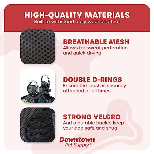 Downtown Pet Supply Step In Dog Harness For Small Dogs No Pull, Medium, Dinosaur - Adjustable Harness With Padded Mesh Fabric And Reflective Trim - Buckle Strap Harness For Dogs #TOP3