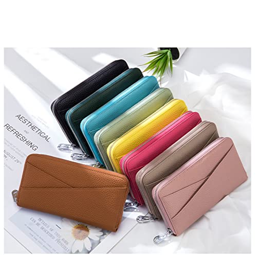 Women's Leather Wallet RFID Blocking Long Clutch Card Holder Organizer Zip Around Purse, Black, One Size2