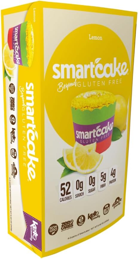 Smart Baking Company Smartcake,Sugar Free, Gluten Free, Low Carb, Keto Dessert (Lemon, 8 Cakes)