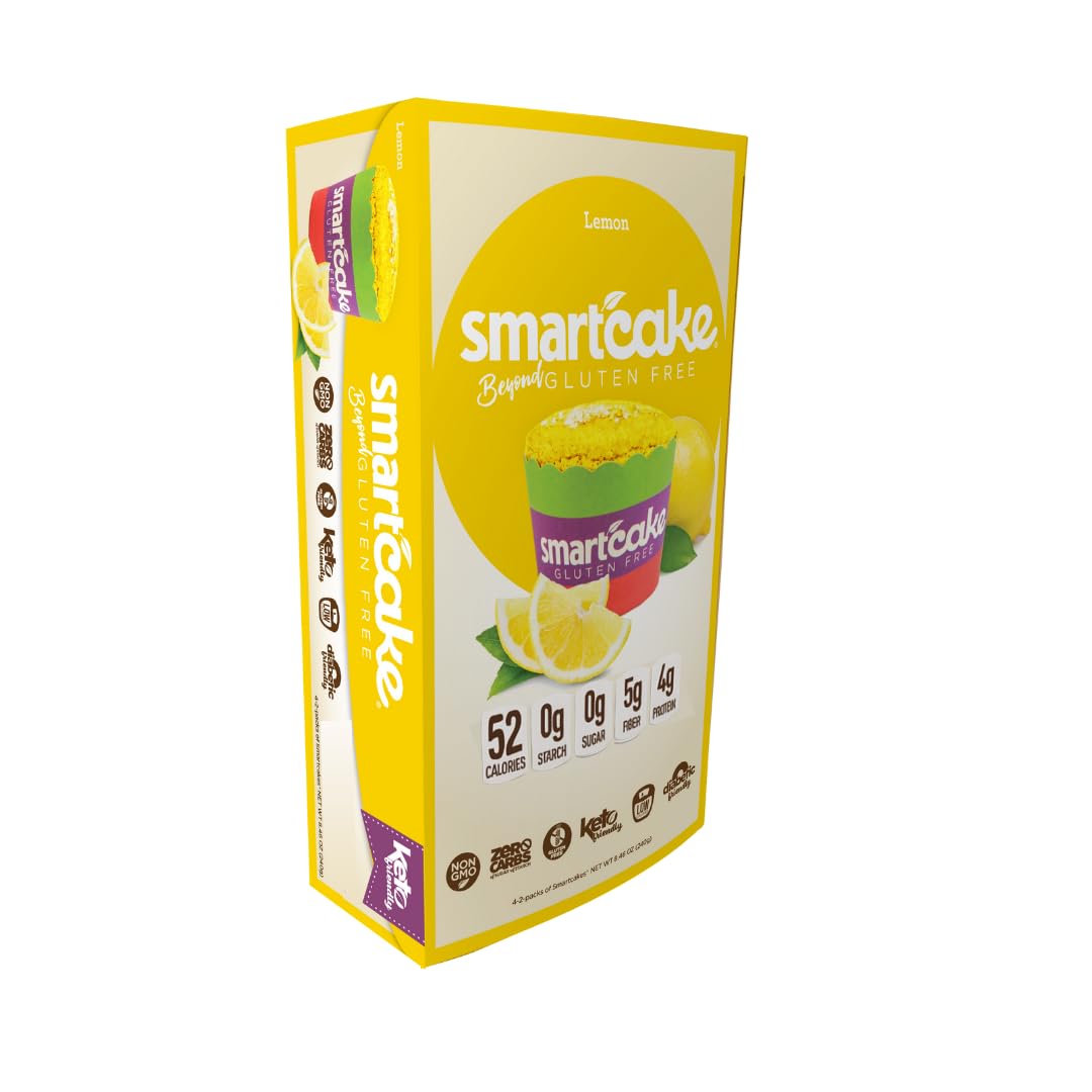 Smart Baking Company Smartcake,Sugar Free, Gluten Free, Low Carb, Keto Dessert (Lemon, 8 Cakes)