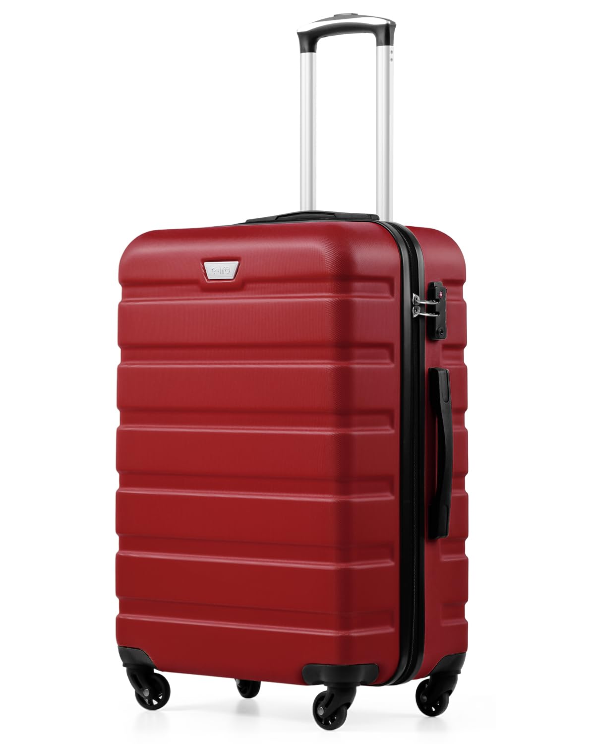 COOLIFE 28 Inch Large Suitcase for Checked Luggage, Business Trip, ABS+PC, Lightweight Hard Shell Luggage with 360°Rubber Spinner Wheels, YKK Zipper, Telescopic Handle, TSA Lock, Spinel Red