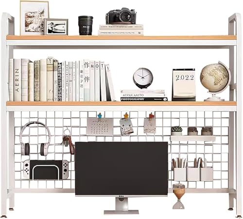 Soporte de escritorio de madera de 2 niveles, organizador de libros, estante para escritorio de ordenador, rack de visualización multiusos, almacenamiento de sombrero, suministros de oficina Ac(Tamaño